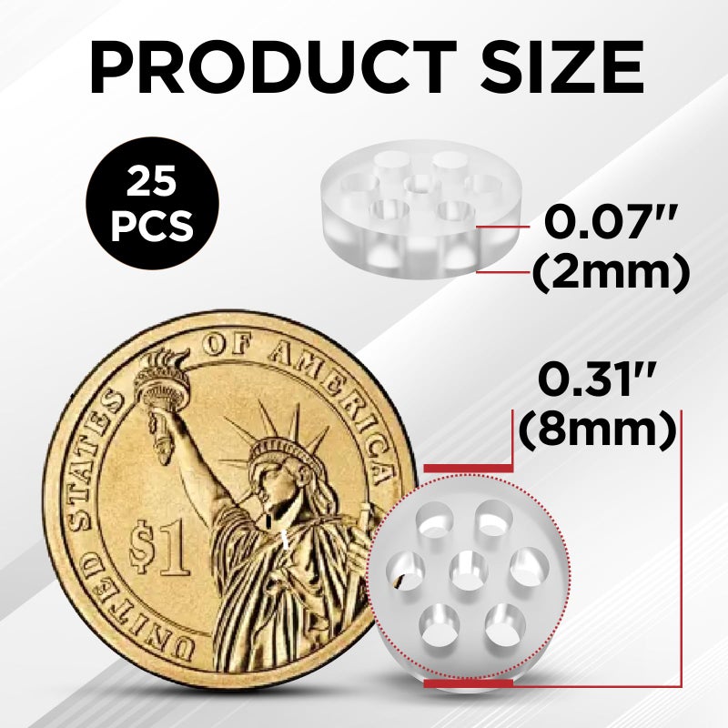 MARRTEUM 25 Pcs Glass Screen Filters Diameter 0.313''(8mm) Small Pipe Screens High Borosilicate Glass Screen with 7 Honeycomb Holes - Image 2